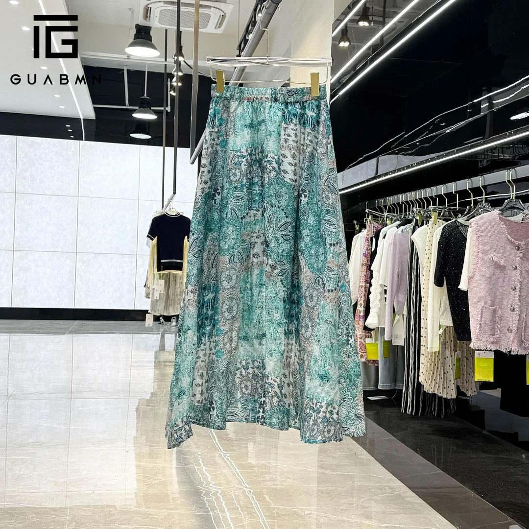 GUABMN2025夏季新品碎花印花休闲A字半身裙度假风夏日穿搭5399
