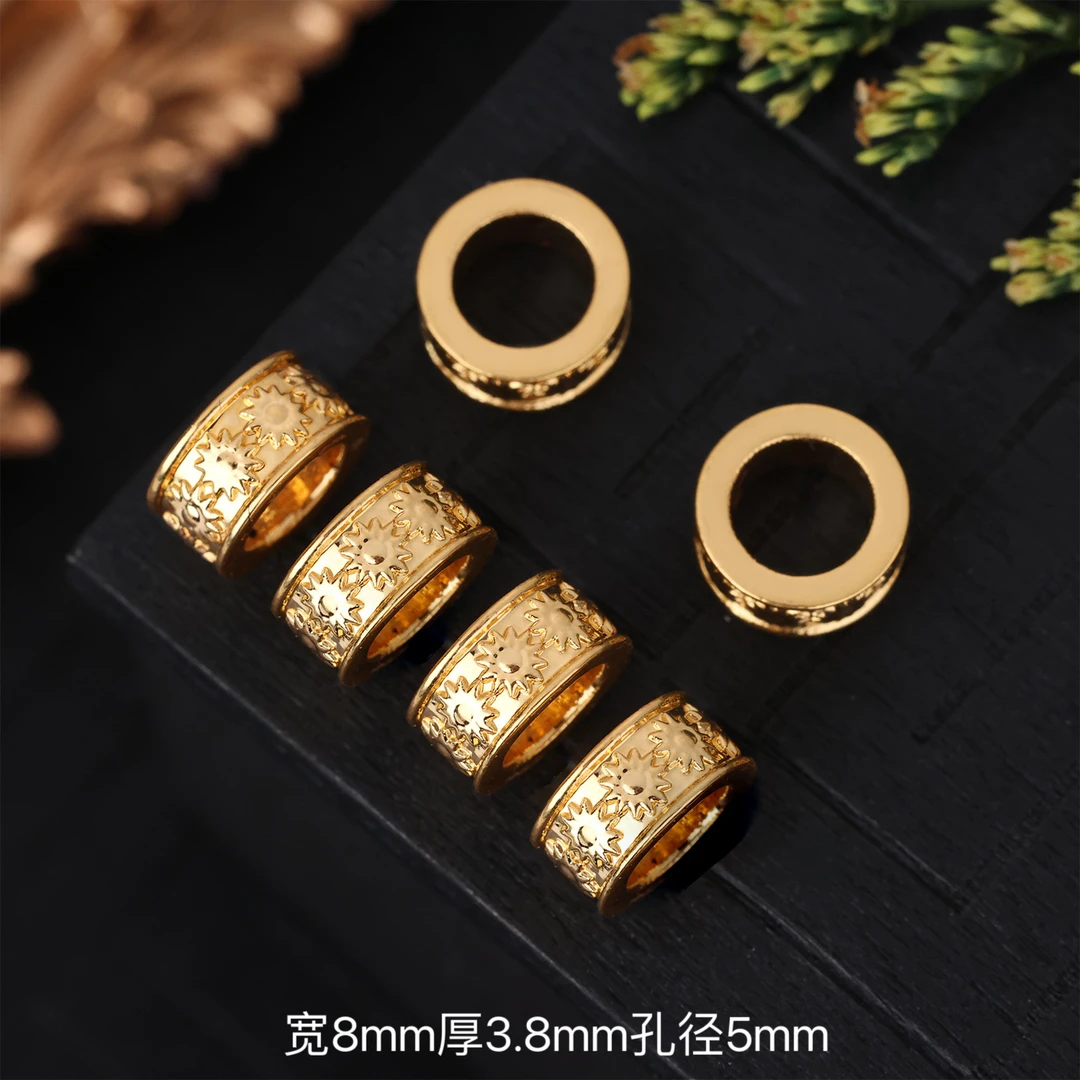 18k金精工素金8mm太阳花厚版卡环跑环垫片大孔隔珠配饰
