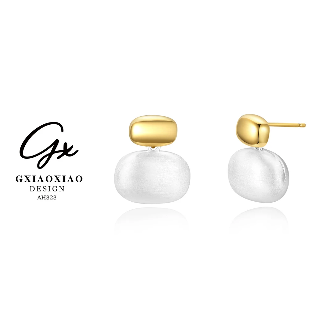 铜合金耳饰 GXX 【若素】气质轻奢百搭豆豆耳环 AH323