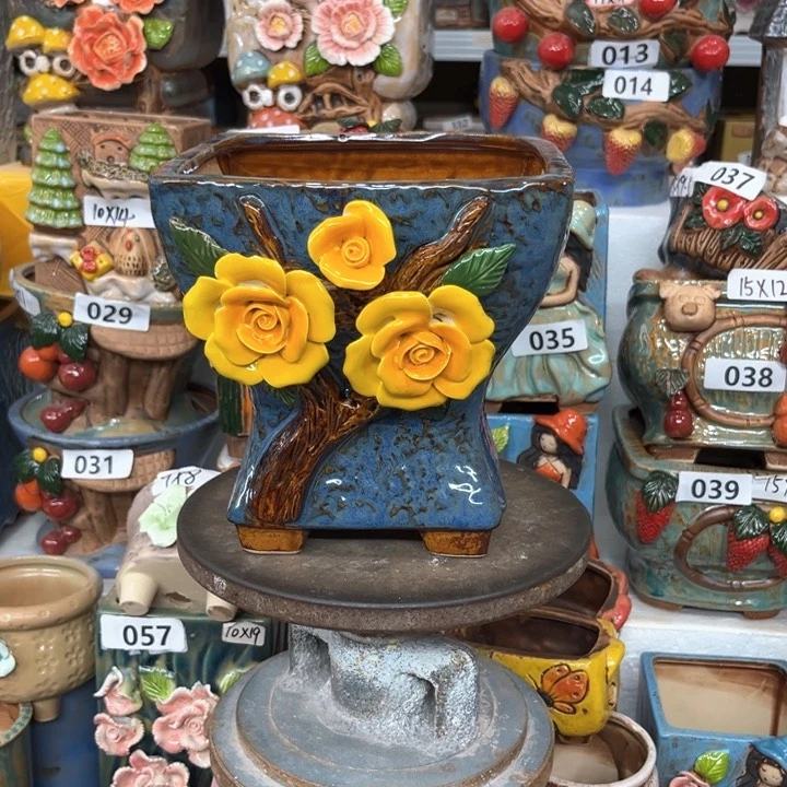 紫砂花盆粗陶材质多肉花盆