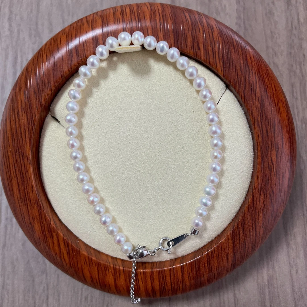 4-5mm淡水珍珠手链冷白S925银镶嵌小米珠百搭百搭