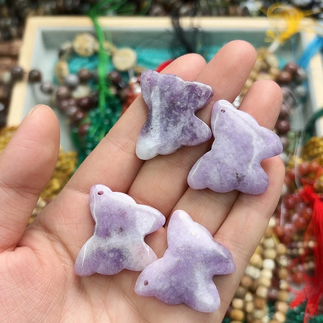 未镶嵌玛瑙/玉髓珠宝半成品紫丁香蝴蝶一颗