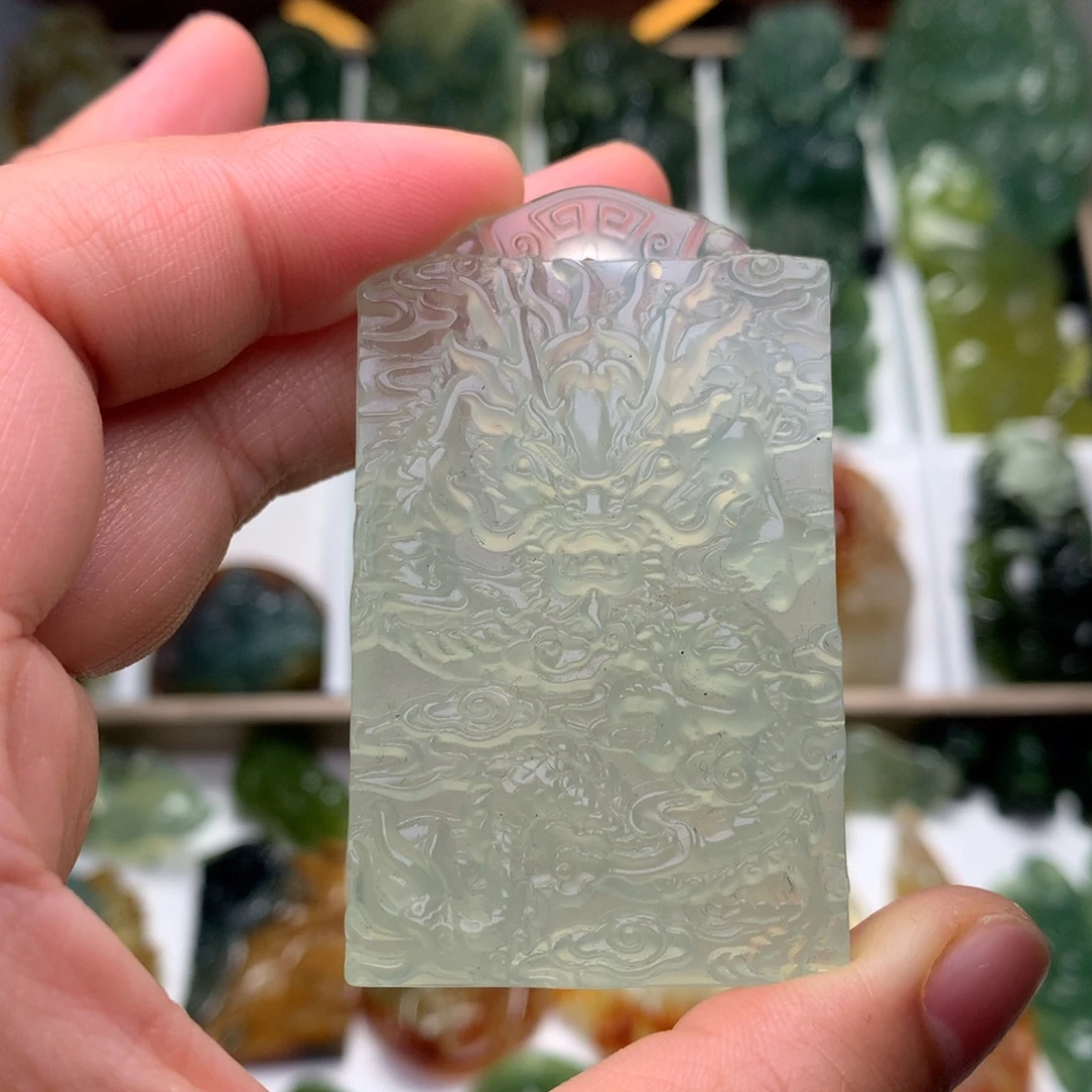 蛇纹石玉未镶嵌挂件龙牌