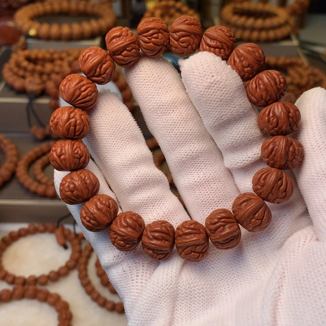 泡***面桃核手串秦岭龙纹