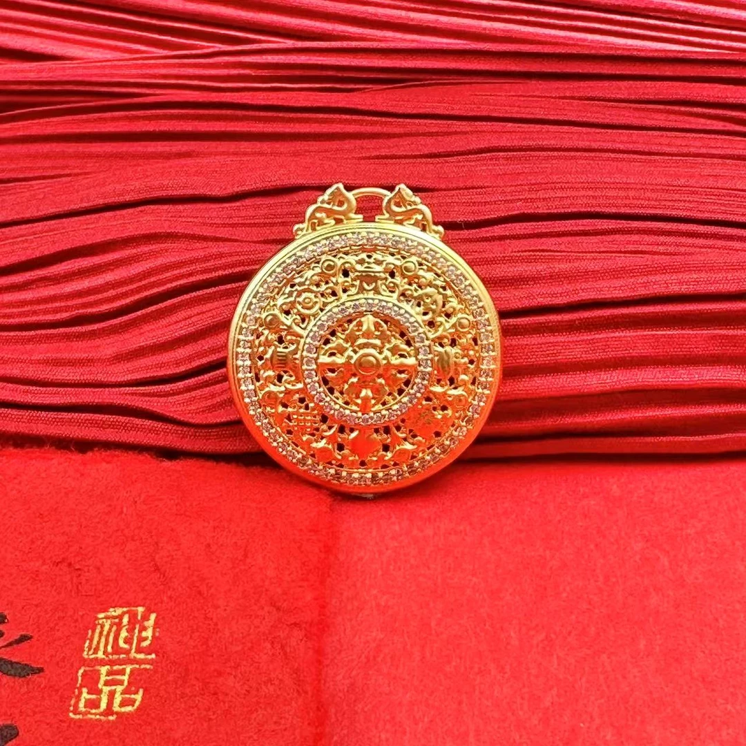 10329-古法镶福运八宝罗盘吊坠