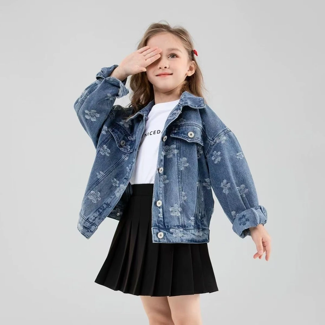 牛仔小孩女童外套春秋新款时尚洋气上衣童装牛仔外套爆款百搭秋装