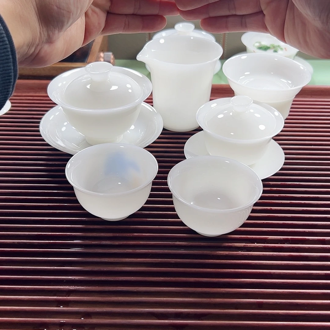 润玉120ml盖碗80ml盖碗公杯过滤2主人杯2杯垫