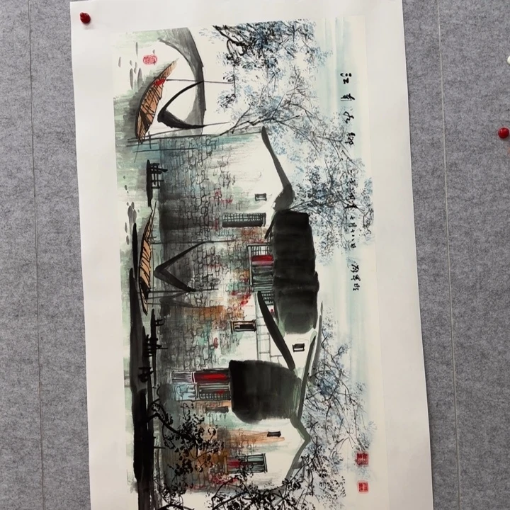 国画花鸟等图案为一体的