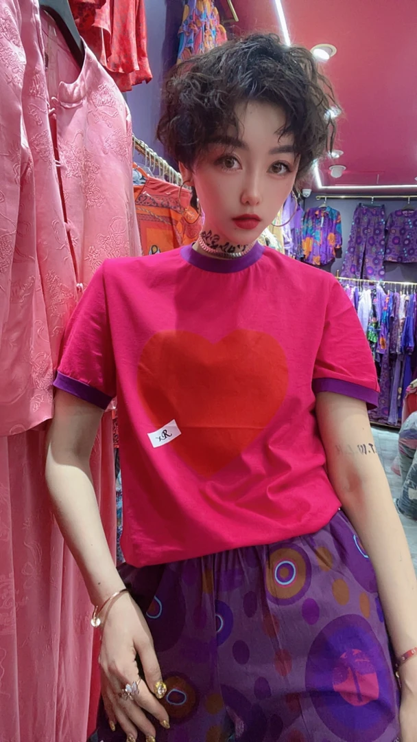 【锁锁定制】桃心印花T恤