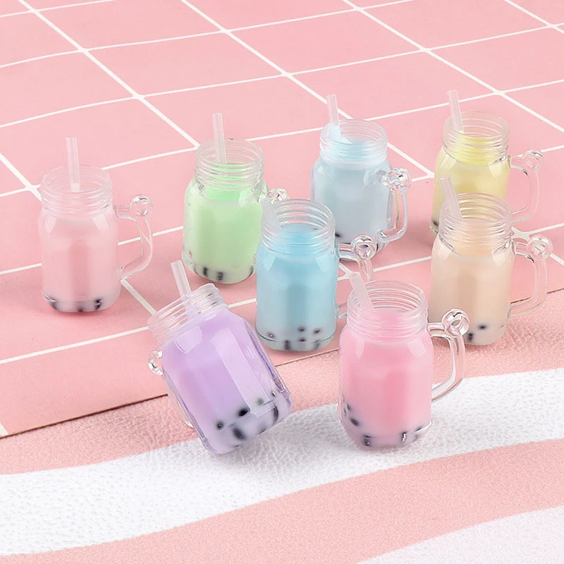 仿真夜光奶茶吸管杯立体树脂摆件