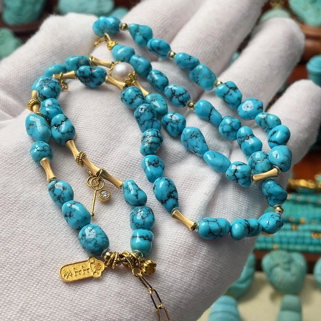 绿松石珠宝奇石18K金镶嵌