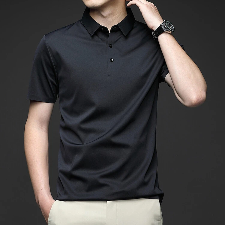 袋鼠男士短袖polo衫夏季冰丝凉感翻领t恤薄款新款无痕锦氨T