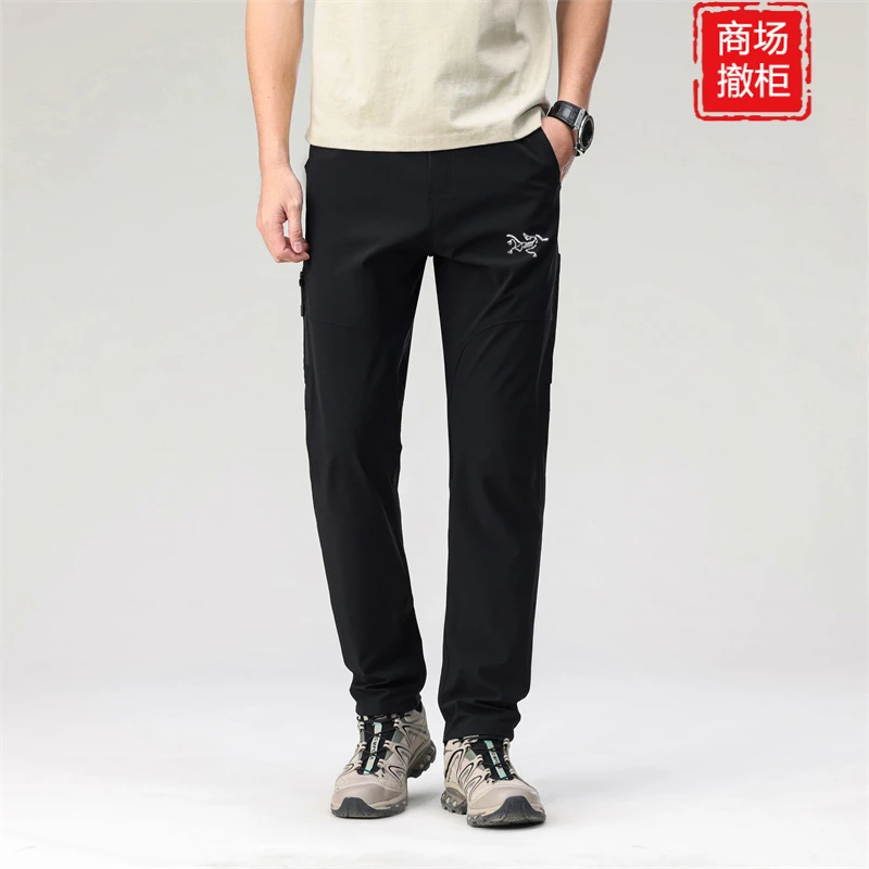 奥莱撤柜经典刺绣户外冲锋工装长裤男士休闲裤运动夏季薄款直筒裤