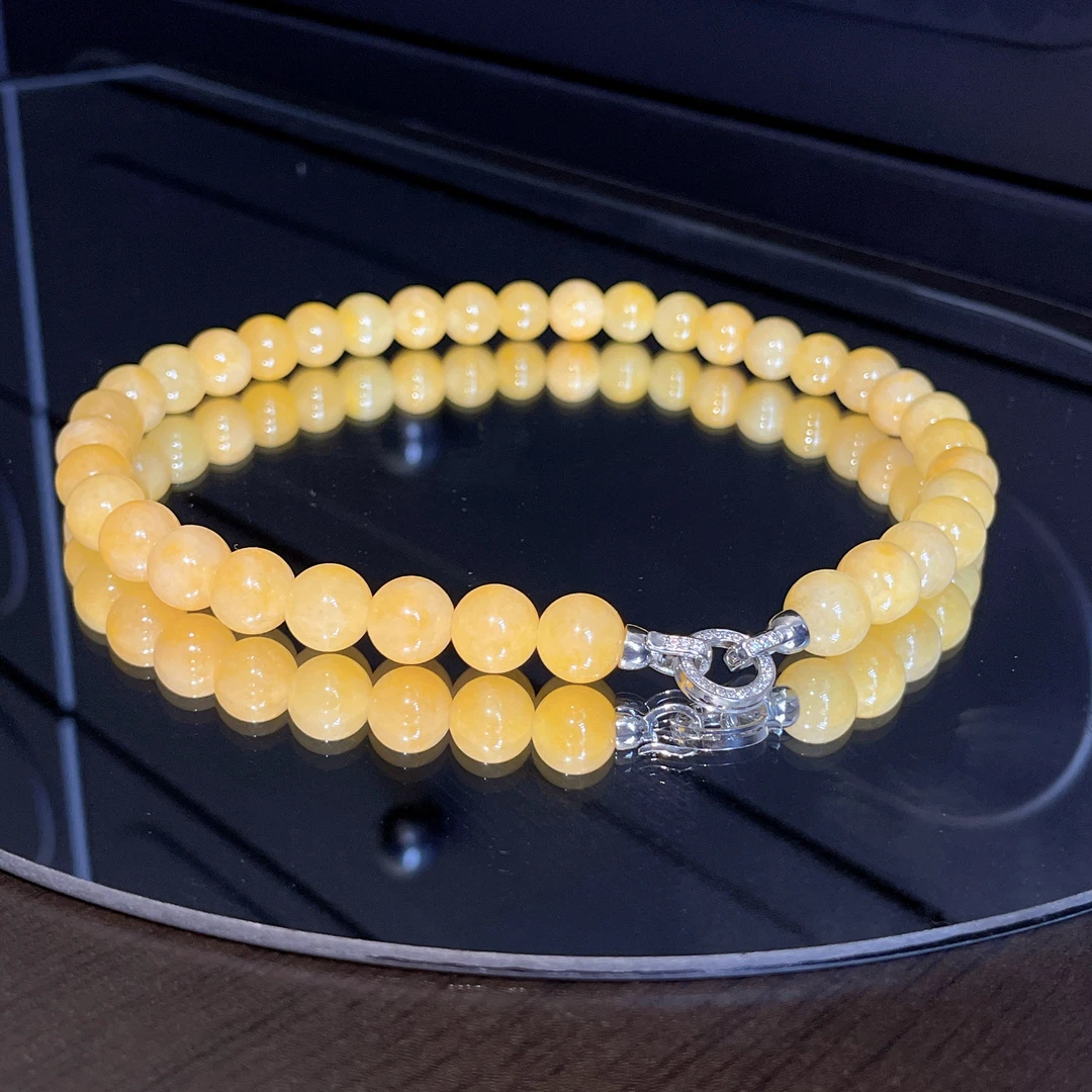 MillanMier 铜合金仿水晶项链 创意设计时尚百搭款淡黄水晶珠项链