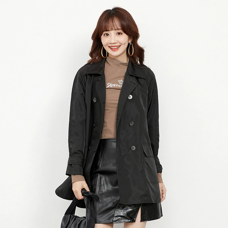 43WD0J0001双排扣气质通勤宽松长袖风衣女