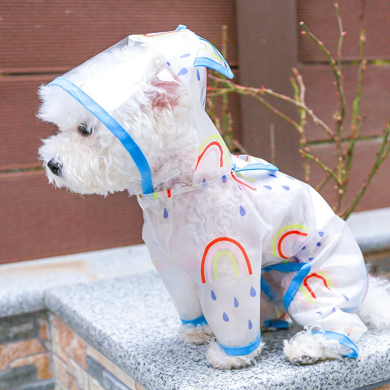 2024春夏新品 狗狗雨衣 透明防水彩虹雨衣 泰迪比熊 中小型犬雨衣