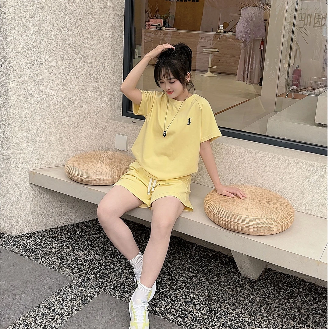 【编码501-699】夏款2025韩版简约休闲百搭短袖圆领套装