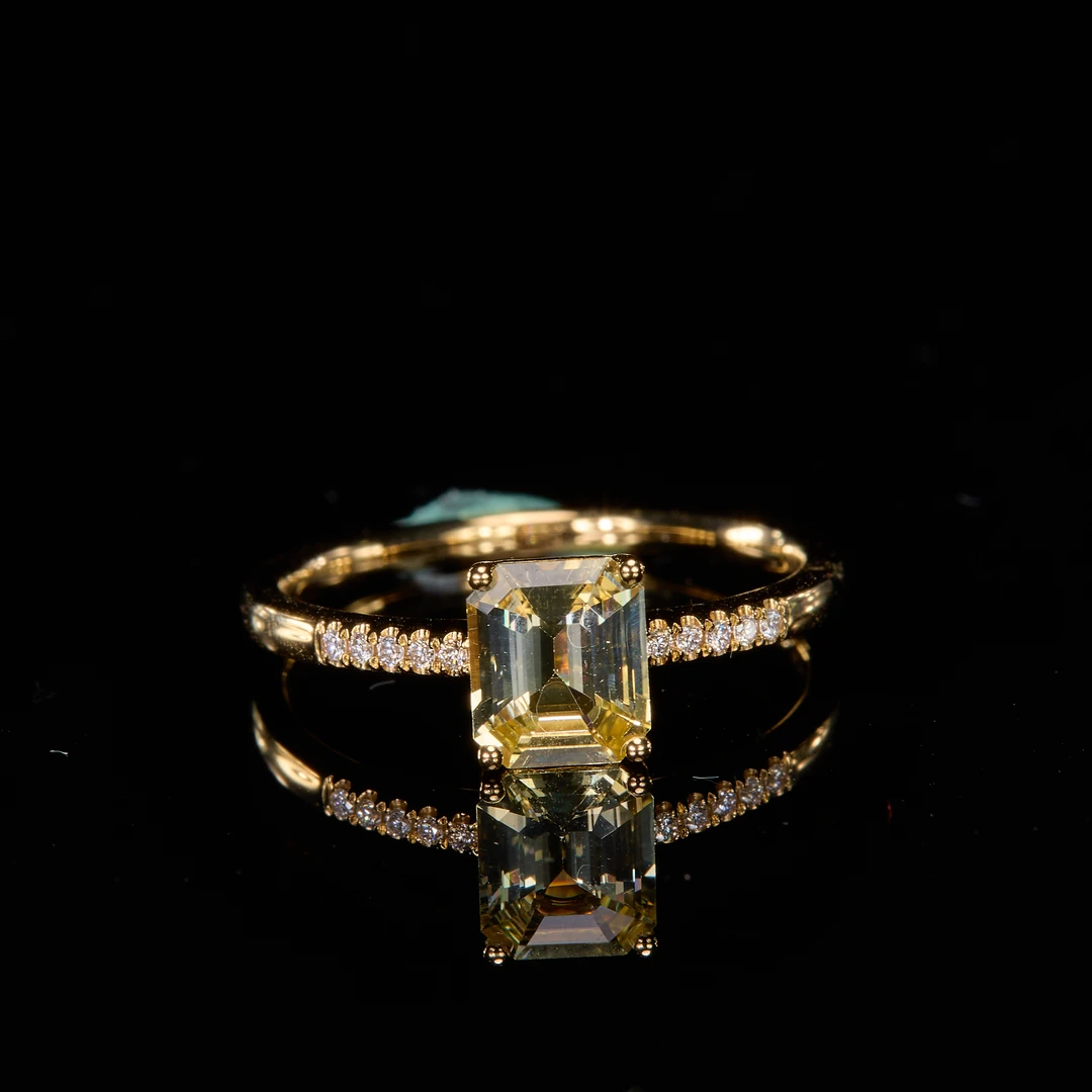 如苑珠宝18K金黄蓝宝戒指/1.09/GUILD/vivd yellow/无烧