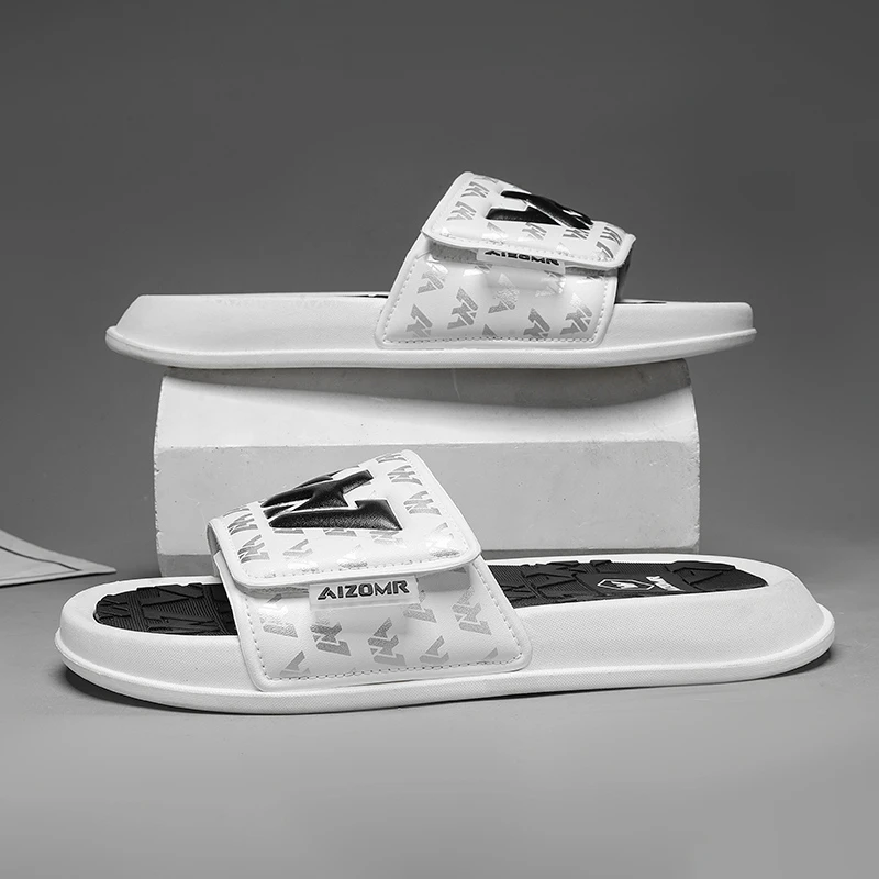 那因波勒男士一字拖夏季潮流印花厚底防滑沙滩拖鞋运动软底休闲鞋