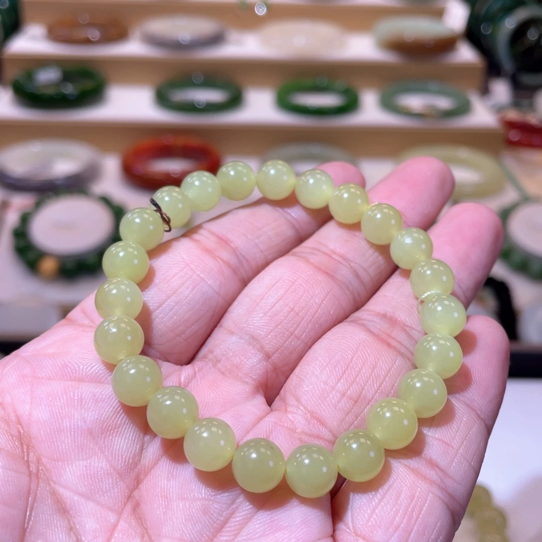 颈饰未镶嵌和田玉高品黄口手串卡8