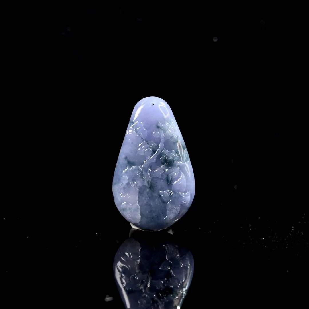 天然缅甸翡翠A货紫底飘花喜上眉梢/1208235/拍卖