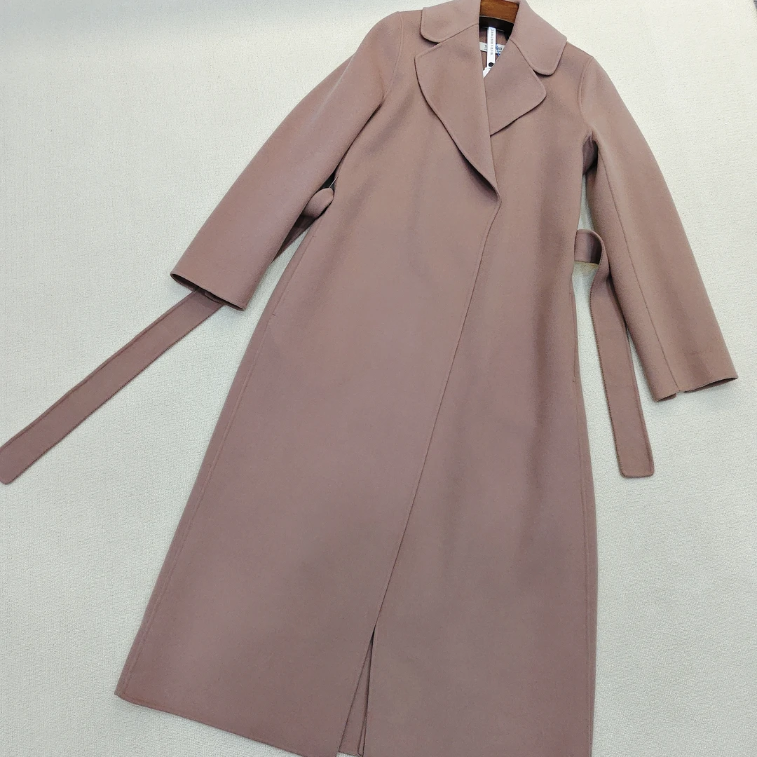 未使用 MaxMara 纯色中长款大衣 女款 烟粉色 尺码38/F1600036