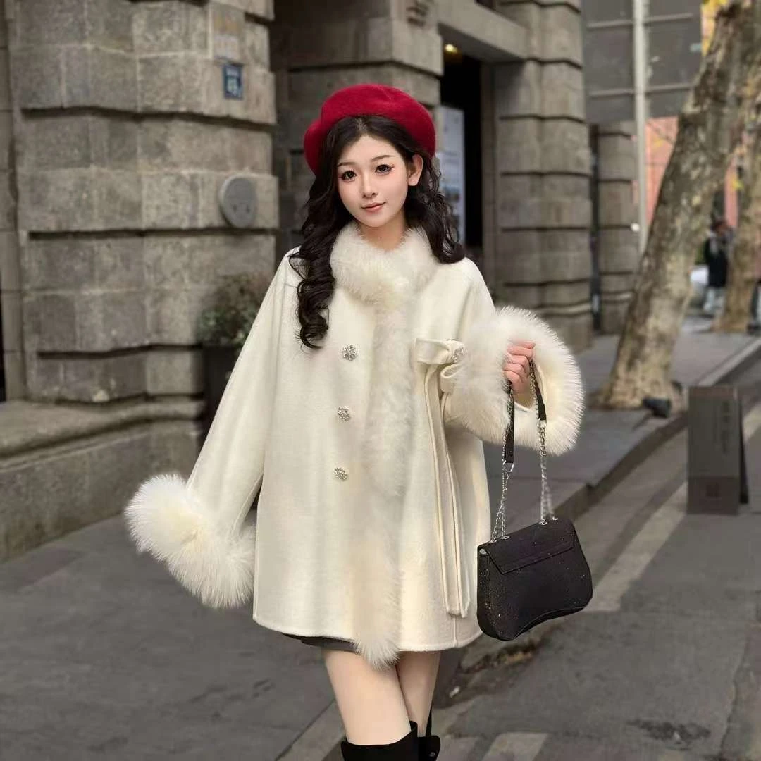 【雪国千金】仿狐狸毛外套女士女装时尚宽松型加厚中长款冬季女04