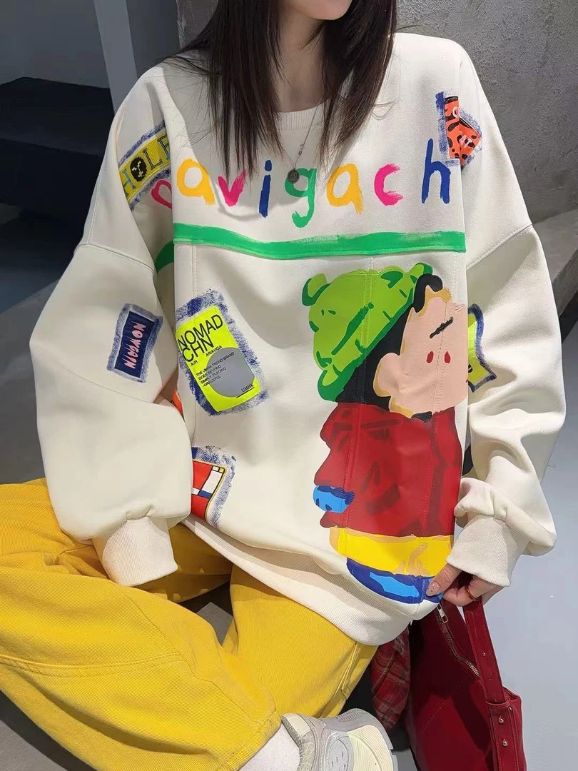 【绿帽小新】新款卫衣保暖外穿爆款宽松上衣大码遮肉遮肚胖mm百搭