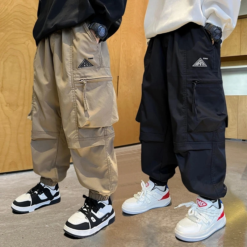 男童工装裤子春秋帅气2025中大童韩版长裤宽松儿童休闲裤洋气秋季