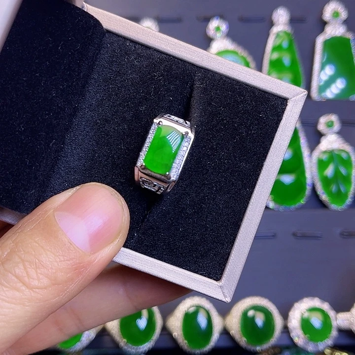 翡翠戒指未镶嵌马鞍男戒