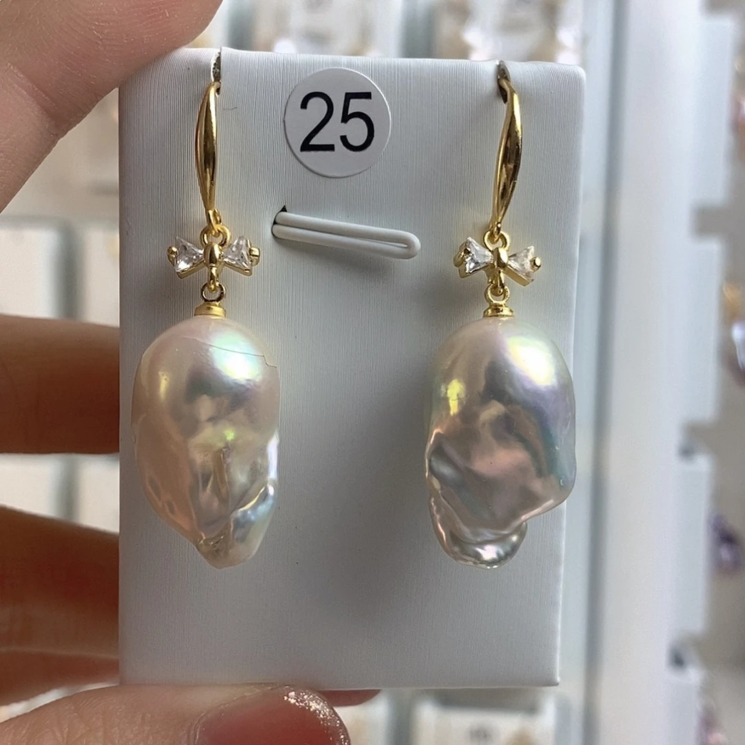 淡水珍珠耳饰银S925镶嵌