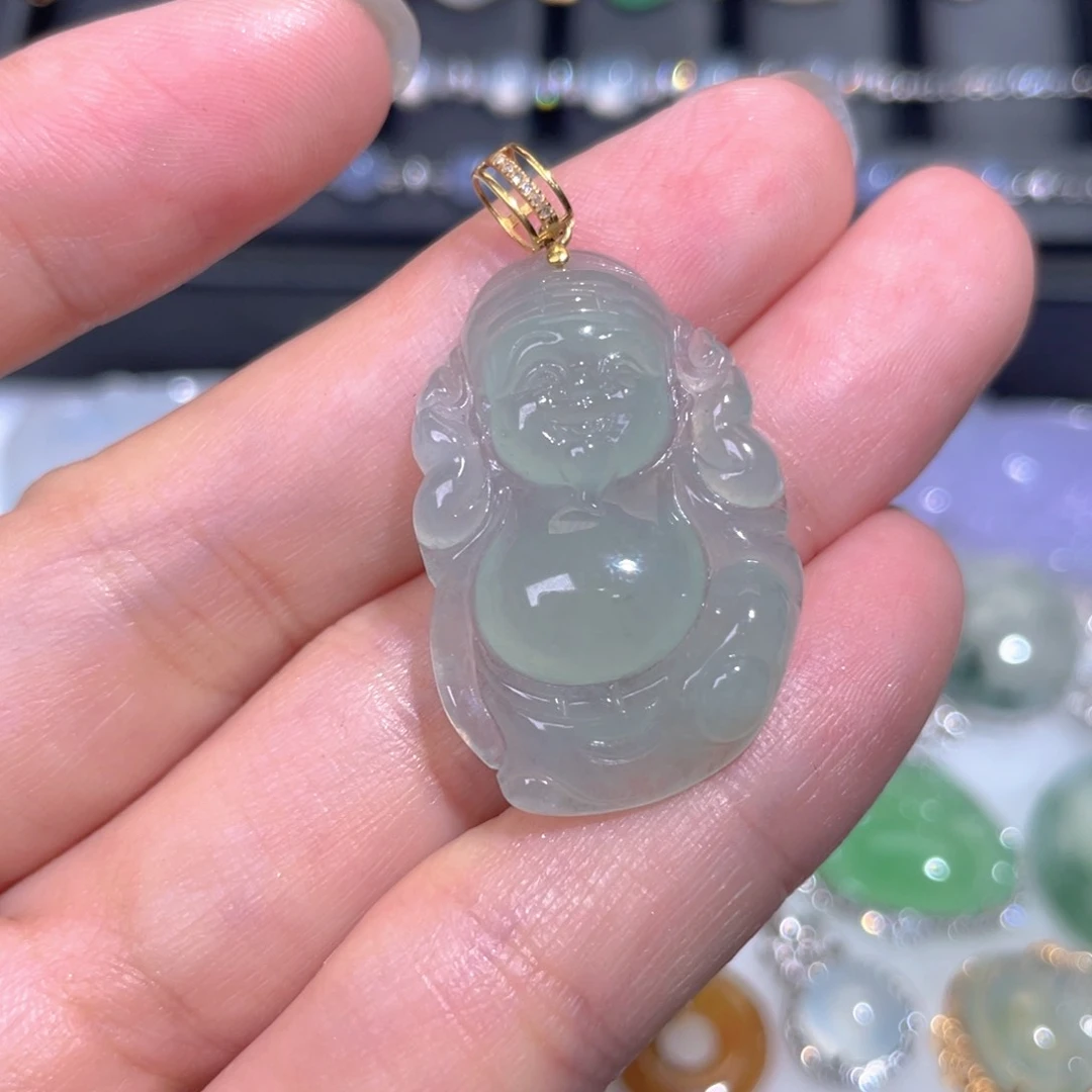 颈饰18K金镶嵌翡翠翡翠