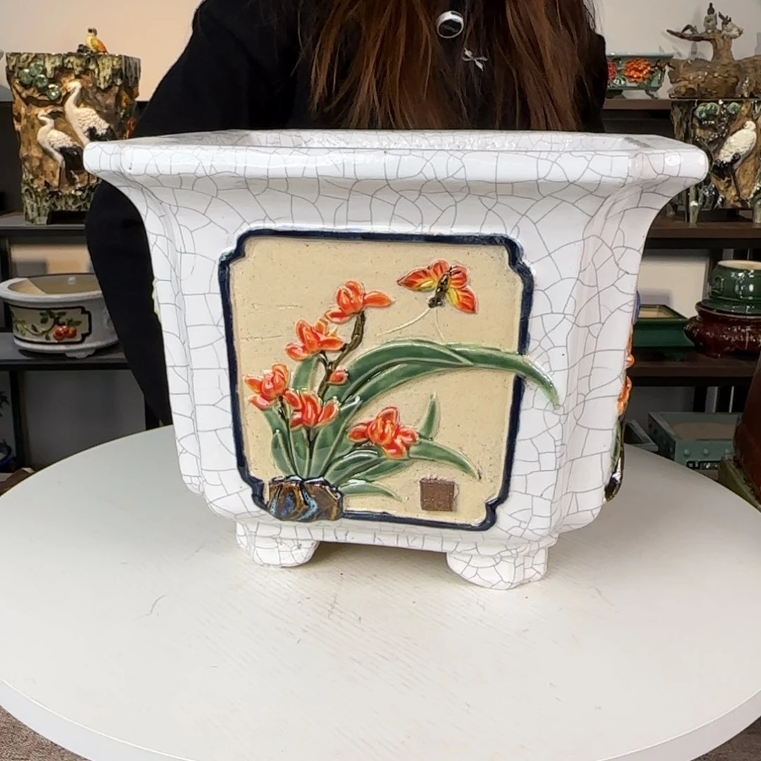 陶。一风堂石湾花盆 微瑕 开片裂 气孔