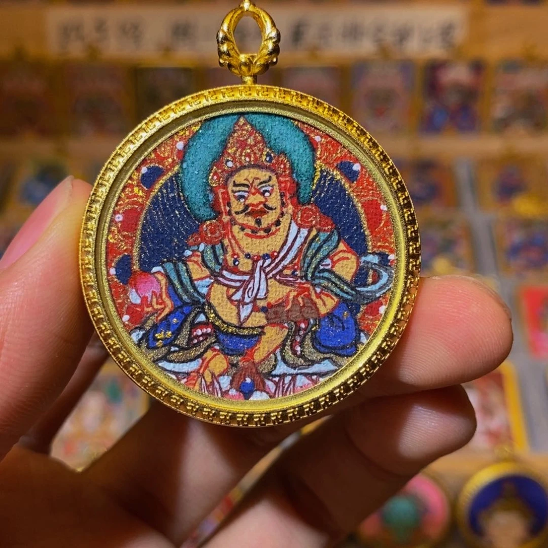 吊坠黄财神纯手绘唐卡