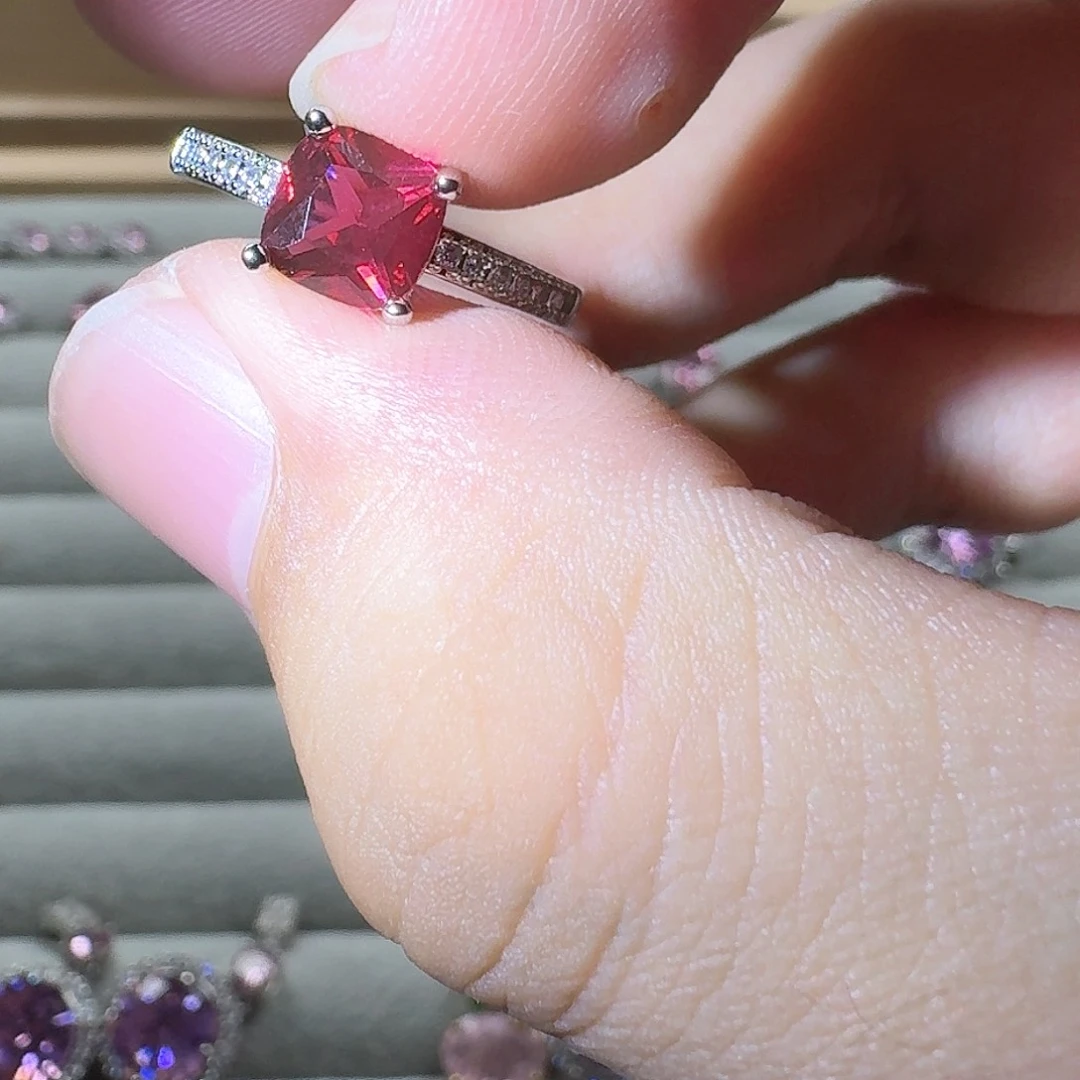 芙蓉石戒指银S925镶嵌