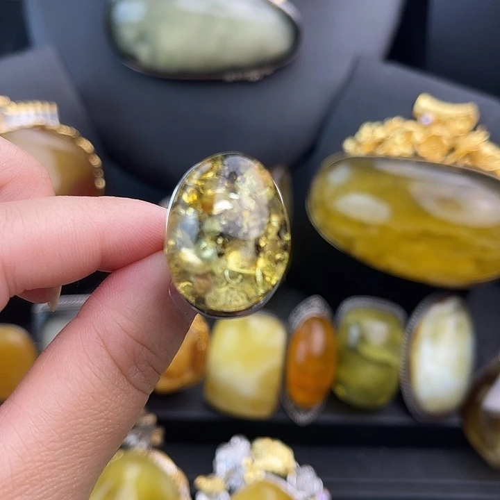 琥珀银S925镶嵌裸石