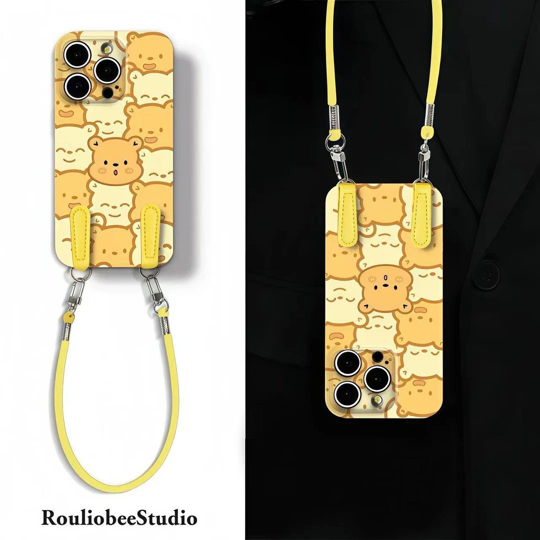 满屏维尼小熊挂绳适用苹果17/16promax手机壳华为vivo小米15oppo