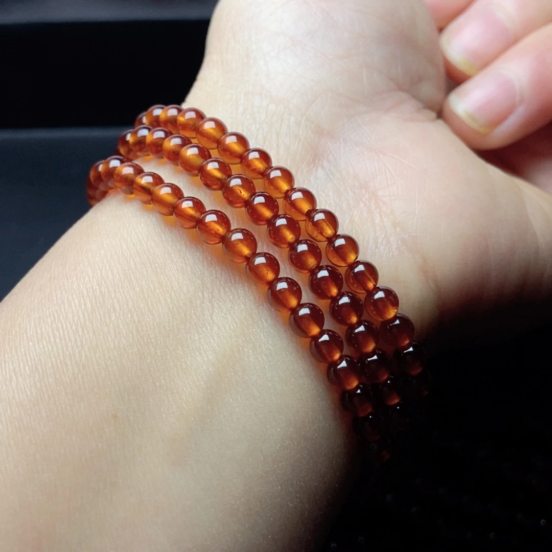 未镶嵌手链石榴石4.6橙红色