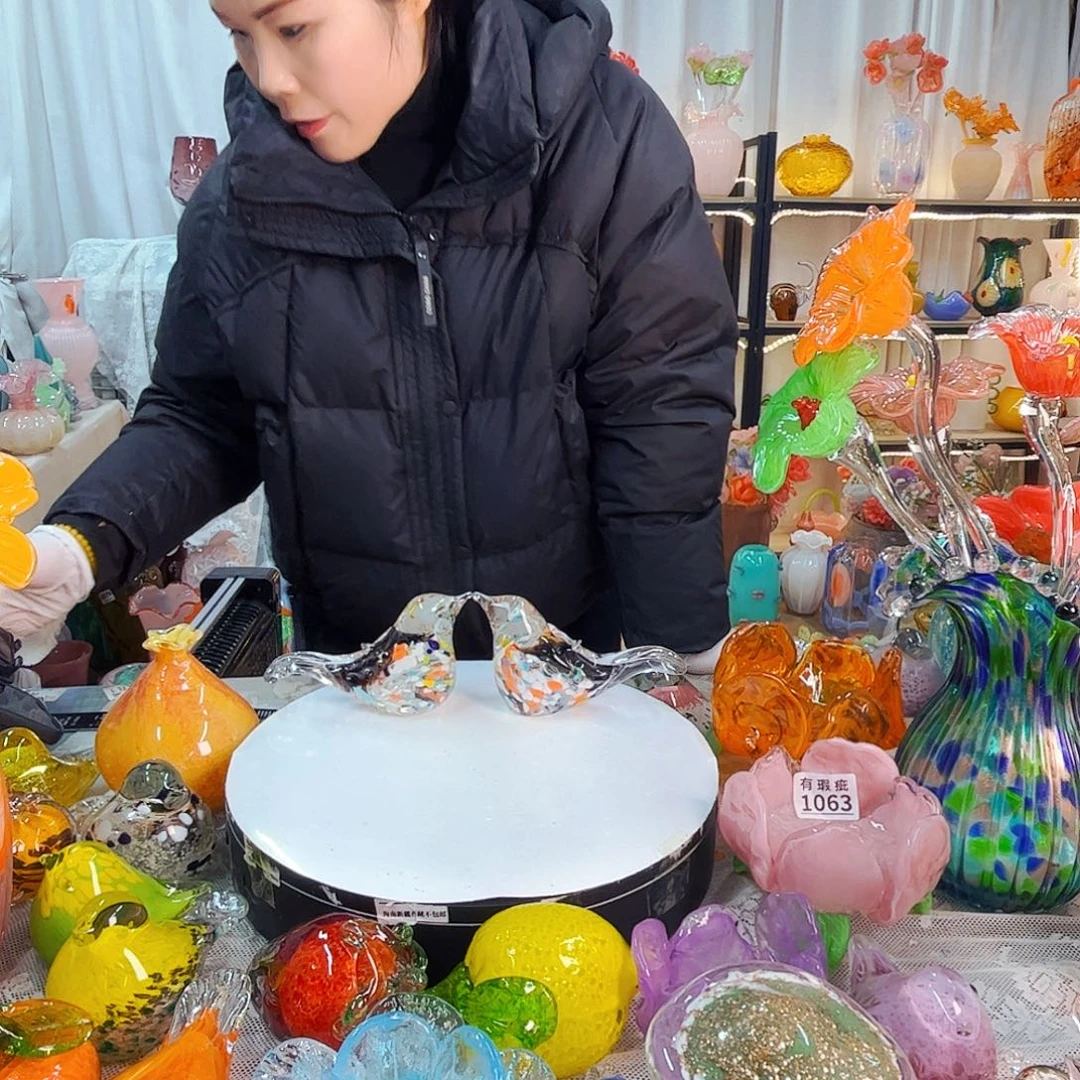 一对鸟家悦美居琉璃摆件