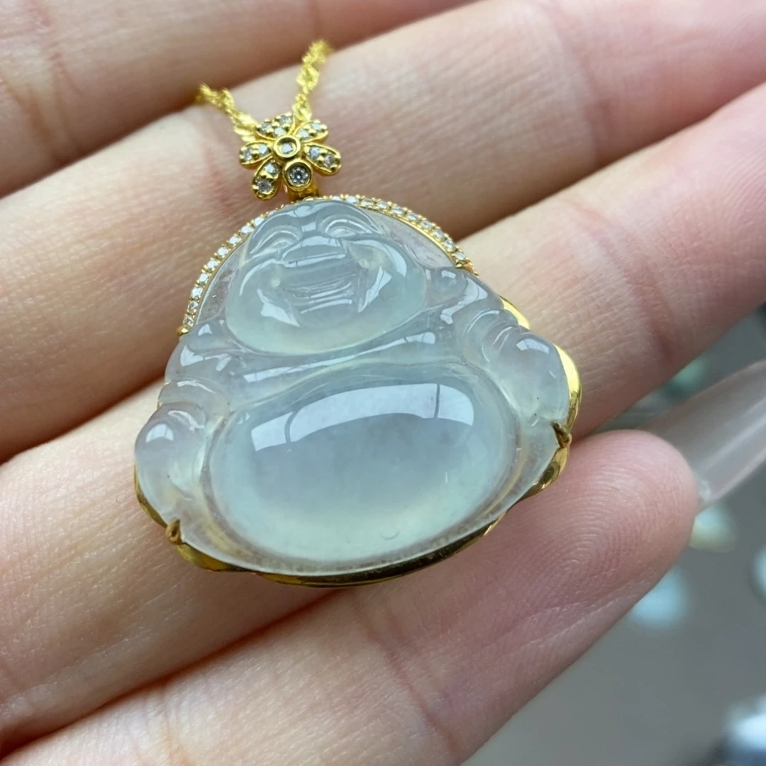 翡翠18K金镶嵌颈饰吊坠40