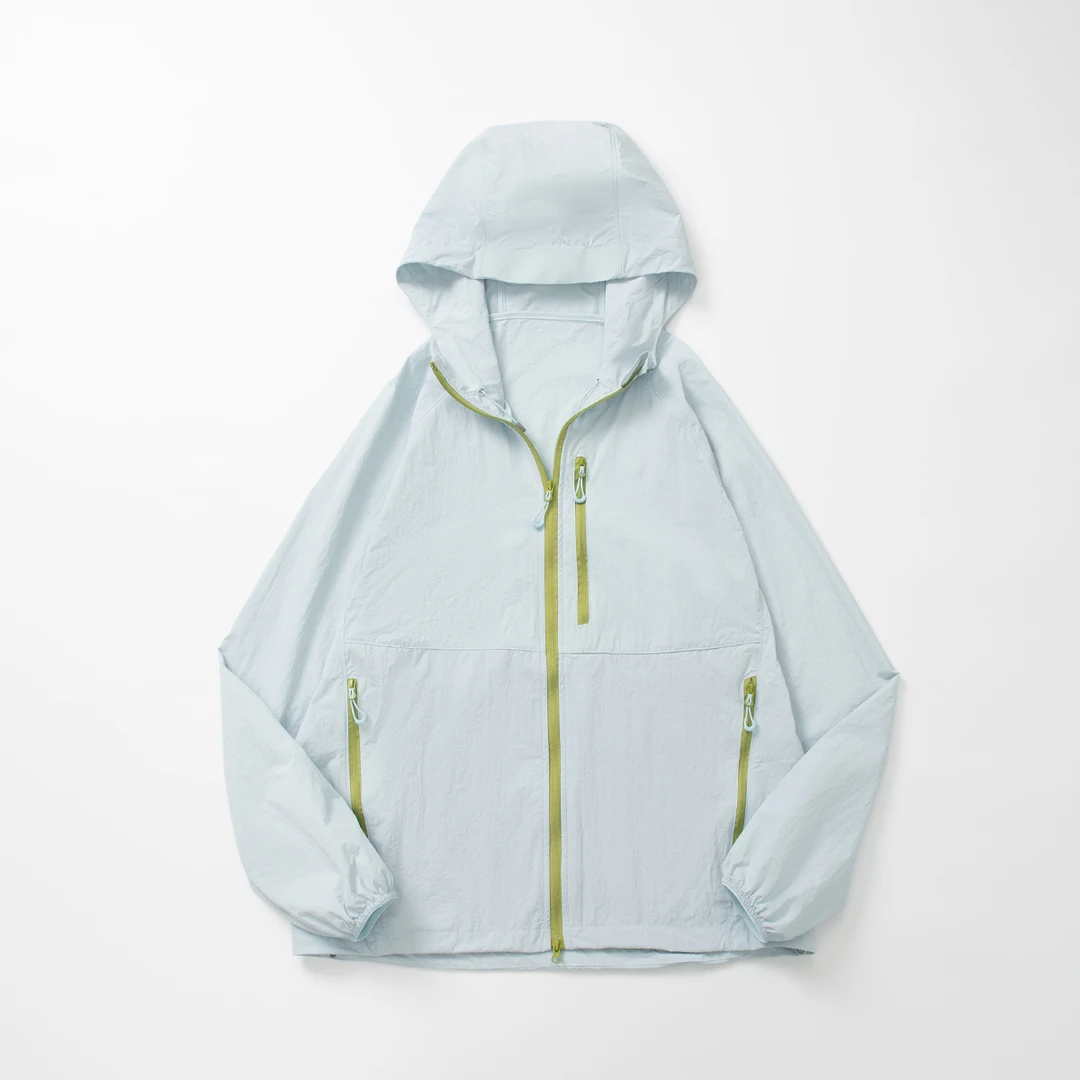 盛夏情侣款 多巴胺色系撞色拉链 轻薄凉感防晒服