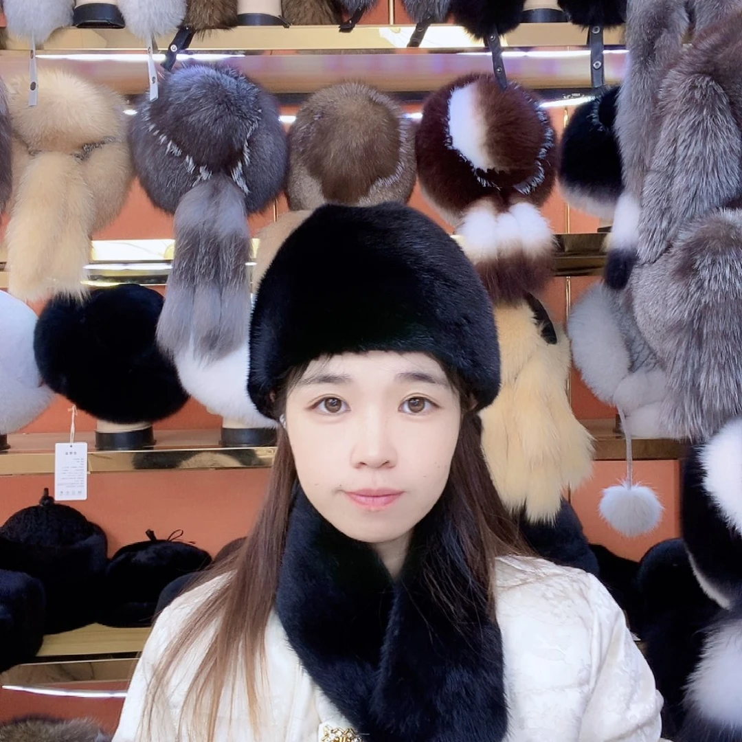 水貂毛绅士帽水貂皮围脖一套