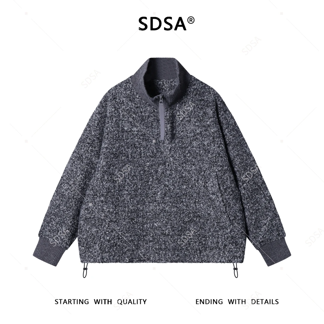 SDSA男士秋冬新款痞帅男装潮牌半拉链立领白鹅羽绒服宽松百搭时尚