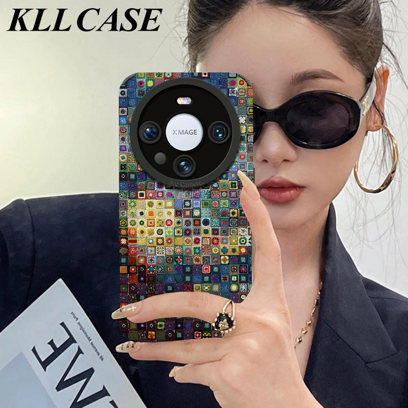 拼接马赛克适用华为手机壳新女款小羊皮全包防摔高级感硅胶保护套