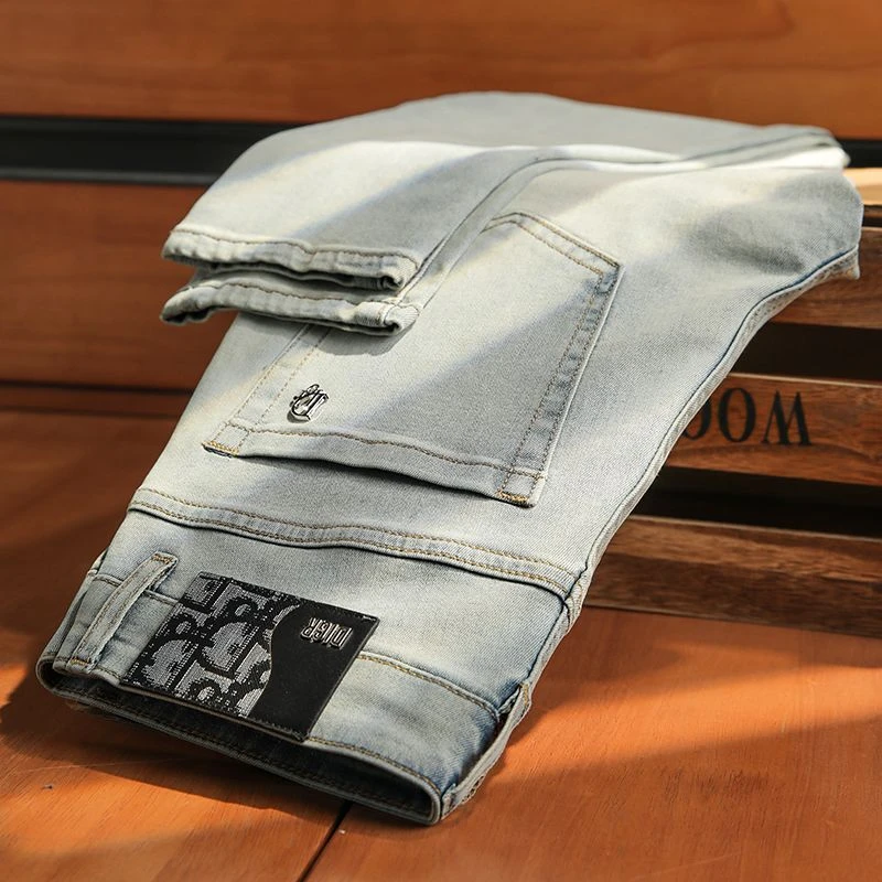 莱赛尔天丝牛仔裤九分裤男士夏季薄款直筒弹力修身小脚男款长裤子