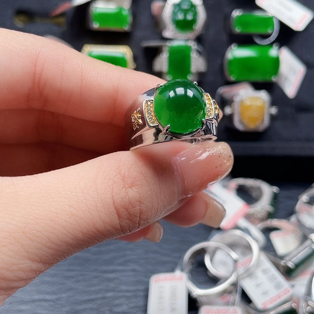 翡翠戒指银S925镶嵌编号2901