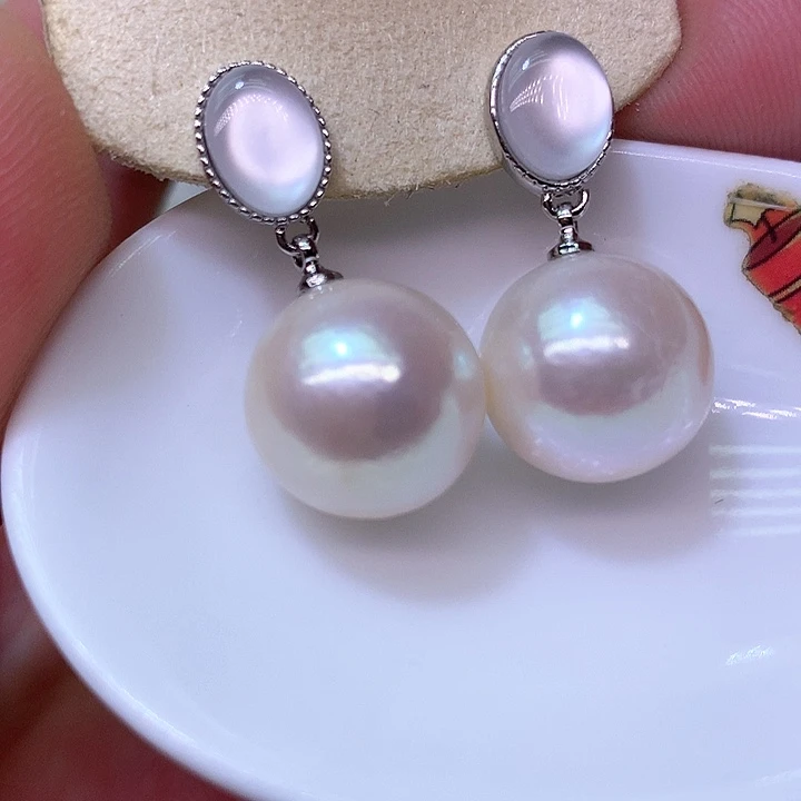 银S925镶嵌耳饰淡水珍珠