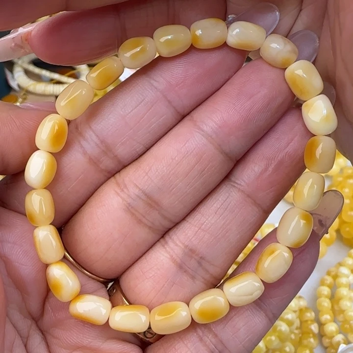 手链蜜蜡未镶嵌白花随型手串