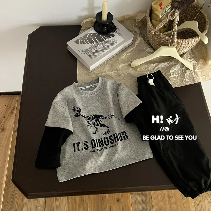 郝叔童品男童圆领长袖T恤2025春装新款韩系儿童长袖上衣HR5118