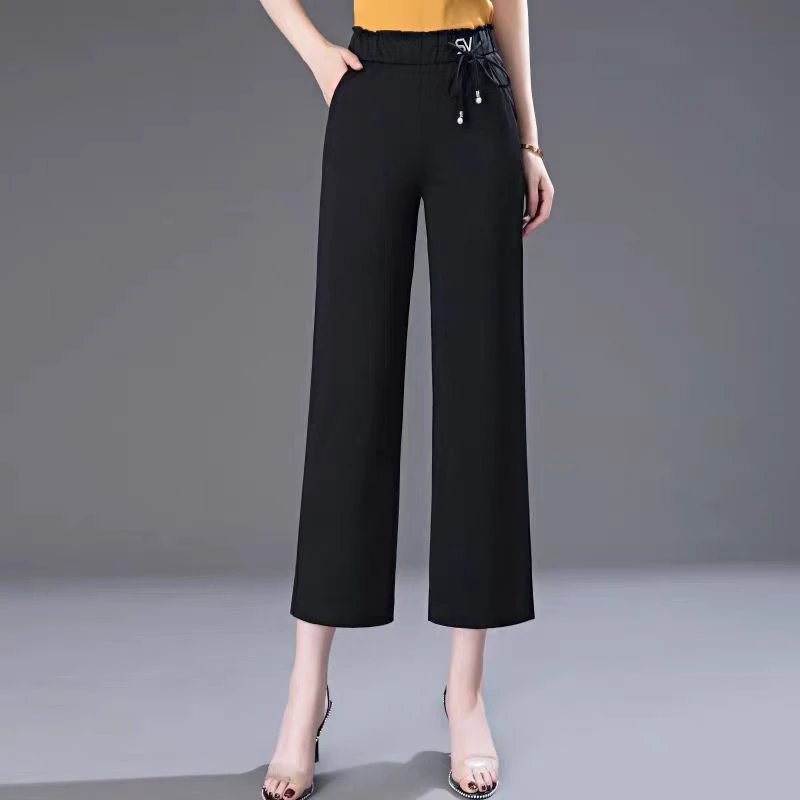 2832夏季新款九分垂感阔腿西装裤百搭休闲裤女